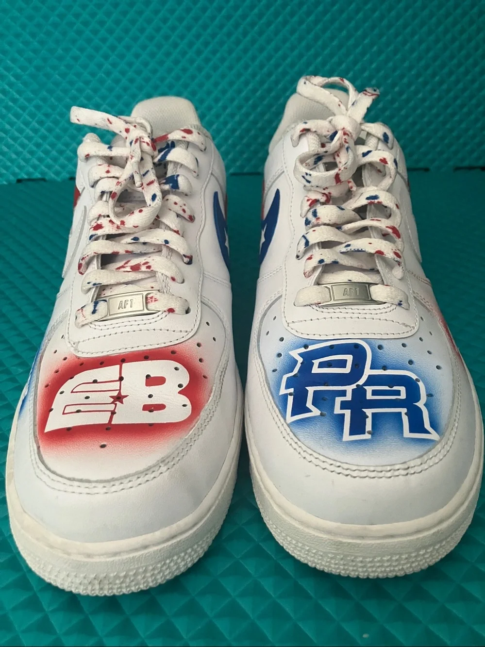 Nike Air Force 1 Customized Puerto Rican flag designs White Sneakers | 11.5